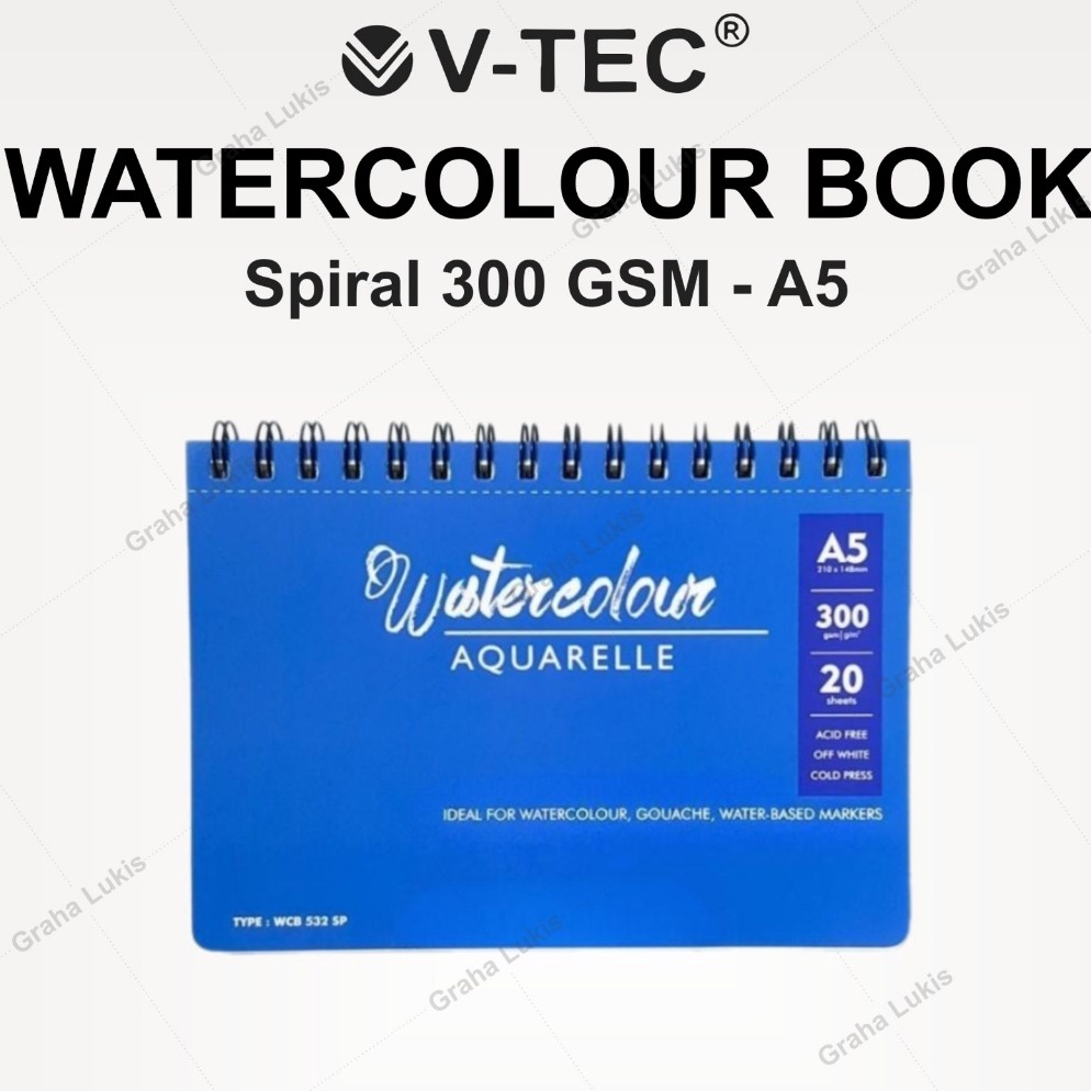 

KODE M22D VTEC WATERCOLOR BOOK SPIRAL A5 3GSM