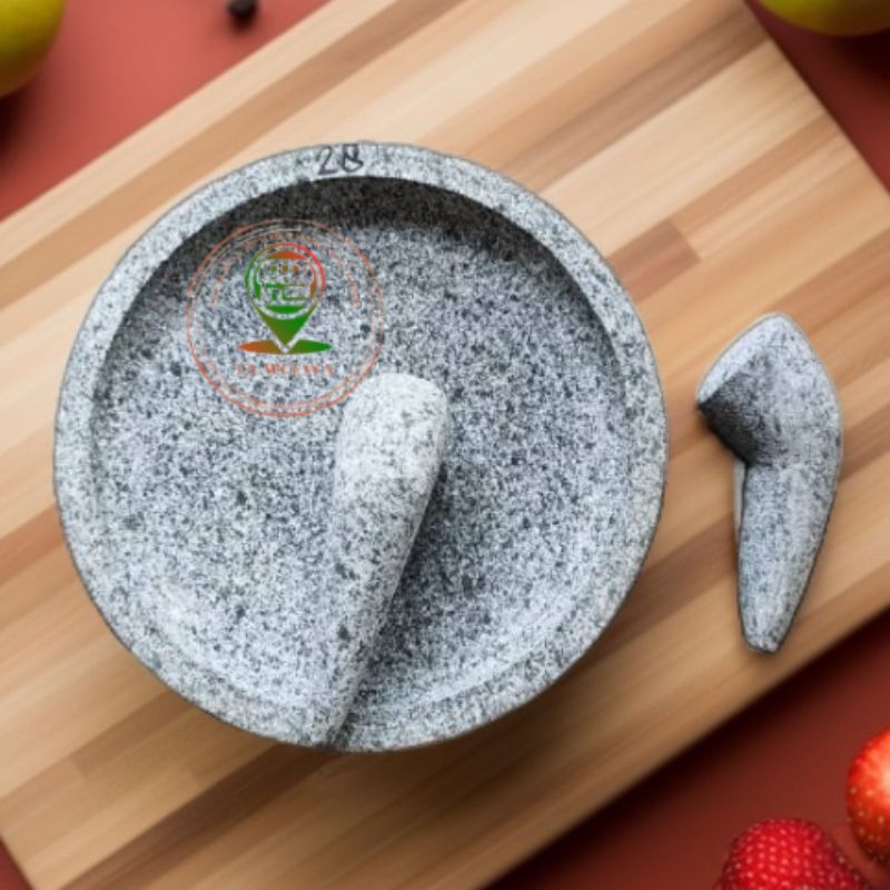 Cobek batu jumbo plus ulekan / coet batu bubut ukuran jumbo