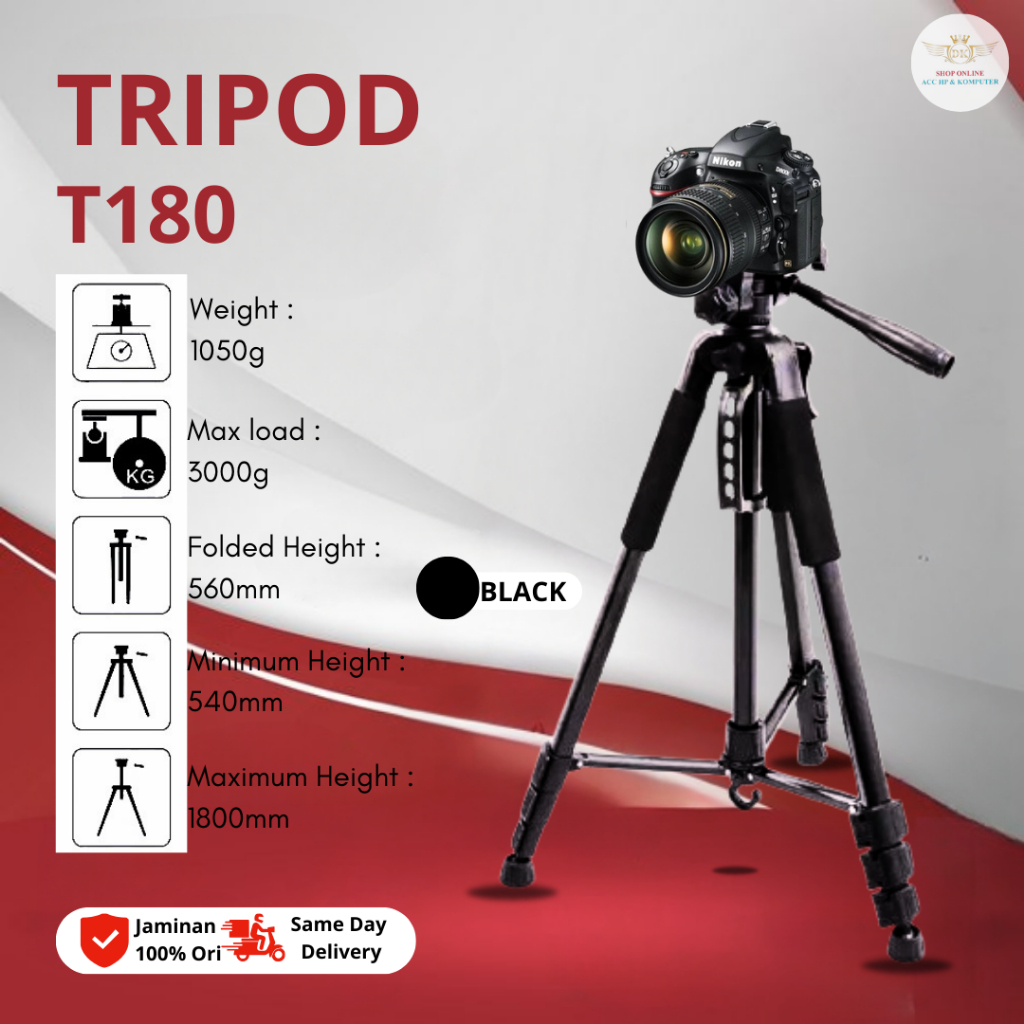 Tripod HP Kamera T180 Bahan Aluminium