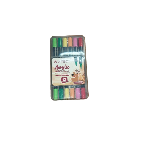 

V-tec Acrylic Marker + Brush Pen AM 989 DB 12 Warna