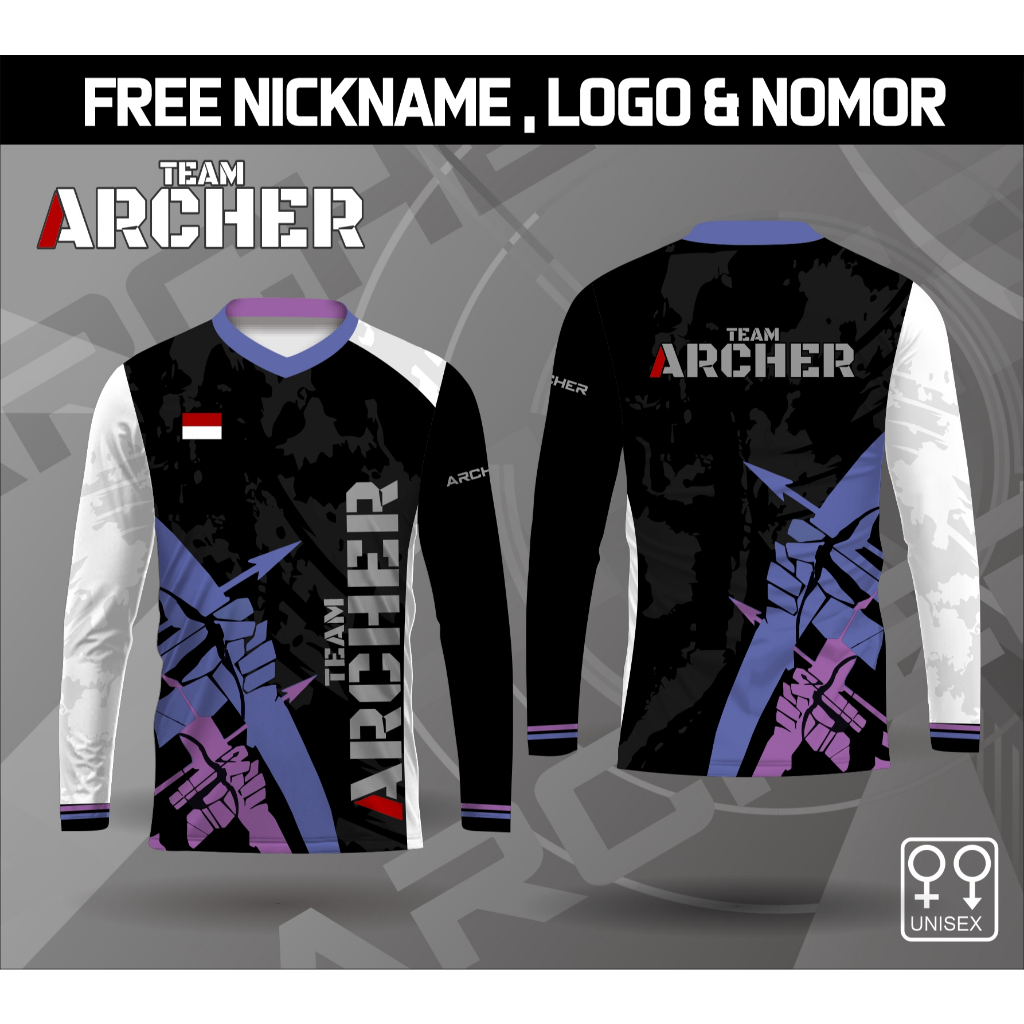 Kaos jersey panahan baju olahraga panahan archer lengan panjang