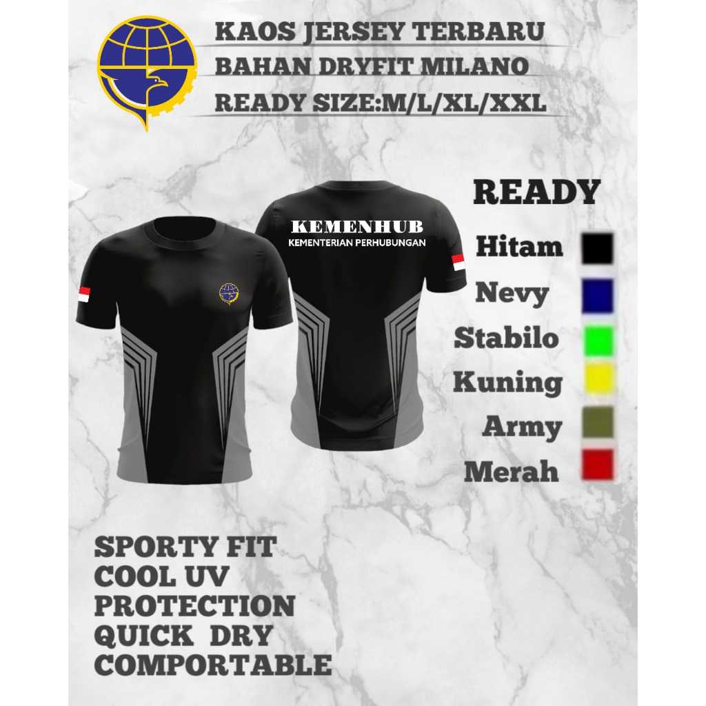 kaos jersey kemenhub /kaos sablon kemenhub /bahan dryfit milano