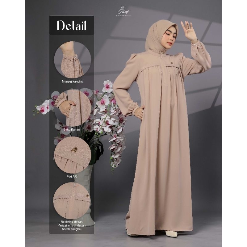 Dress Terbaru AR Rafi - Farzia Dress - Gamis Polos Elegant - ORI By AR Rafi