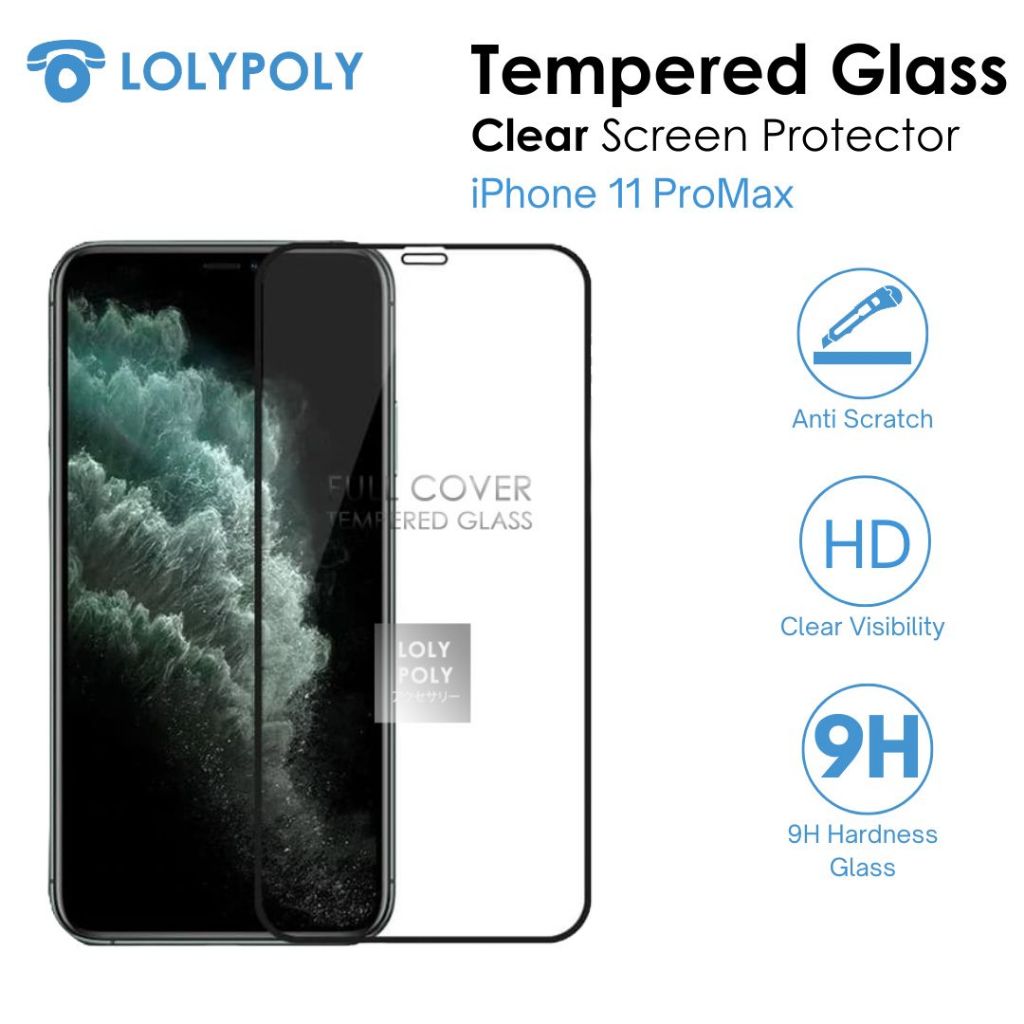 LOLYPOLY Full Cover Tempered Glass iP 11 Promax JAPAN Quality 5D
