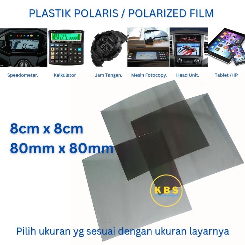 Polarizer LCD 8cm x 8cm Polaris Speedometer Layar Kalkulator Display Timbangan Jam Digital Smart Wat