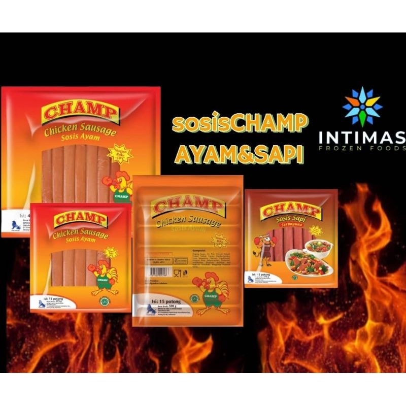 

Champ Chicken Sausage Sosis Ayam1000gr,500gr,375gr,sapi 375gr