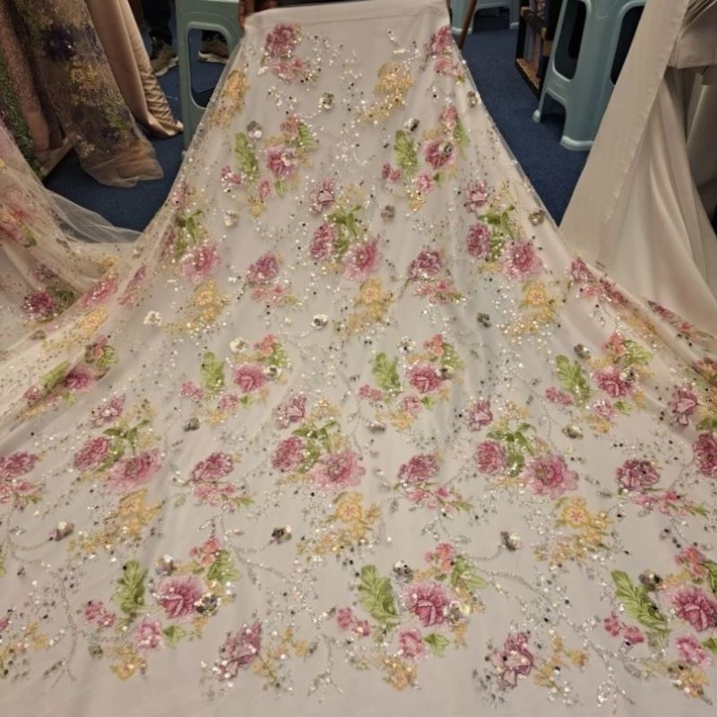 kain tile Korea bordir 3D full Payet Swarovski antik