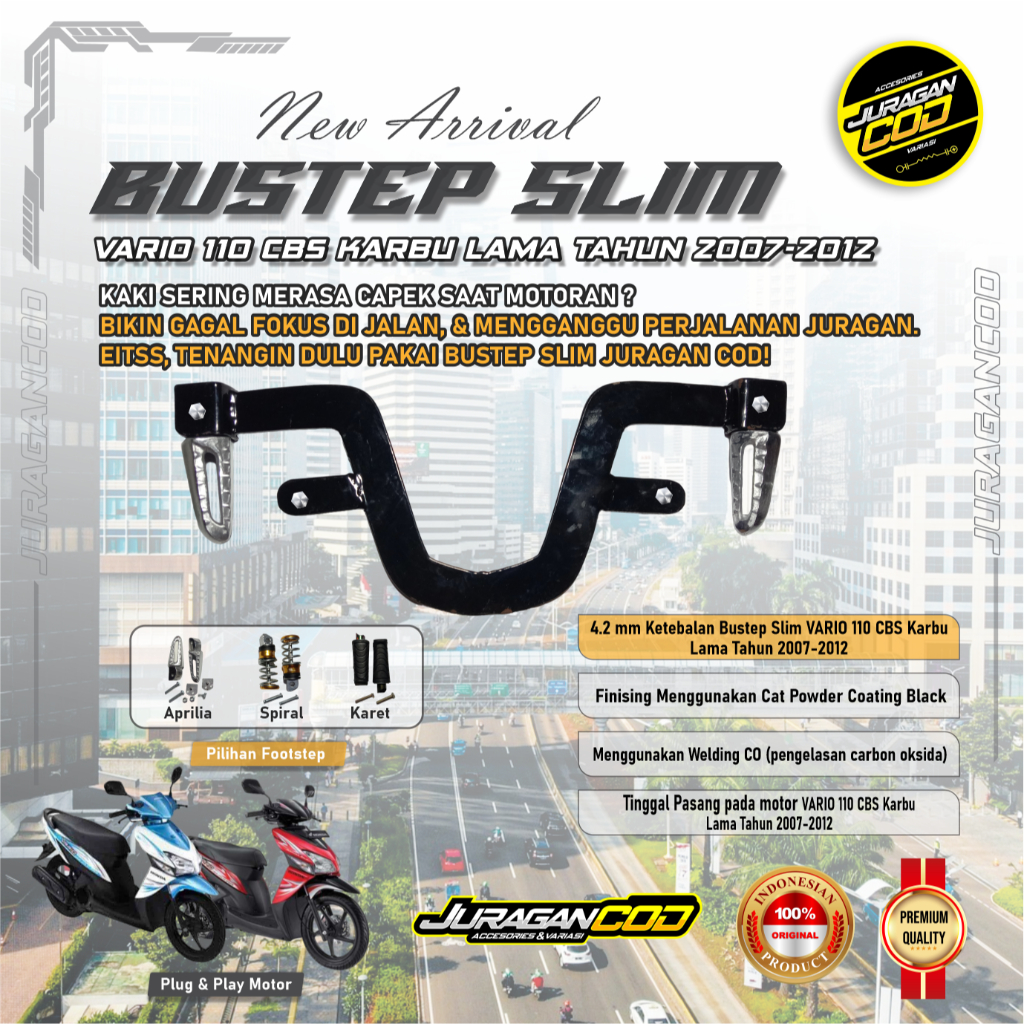 Pijakan kaki Footstep Motor Honda Vario 110 karbu old 2007-2012 step motor slim flatbar fullset