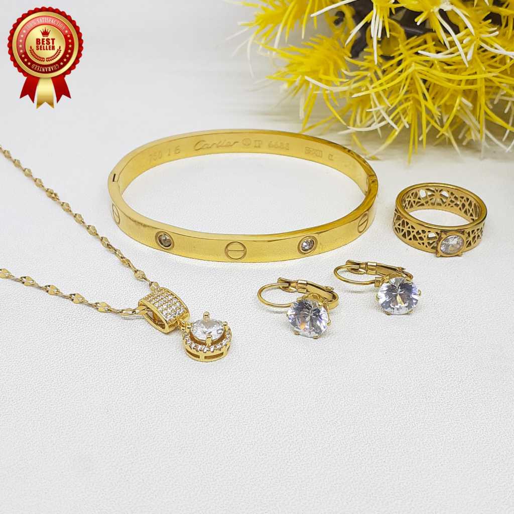 mytitanium-set titanium lapis emas cantik wanita dewasa kwalitas premium anti karat BH848
