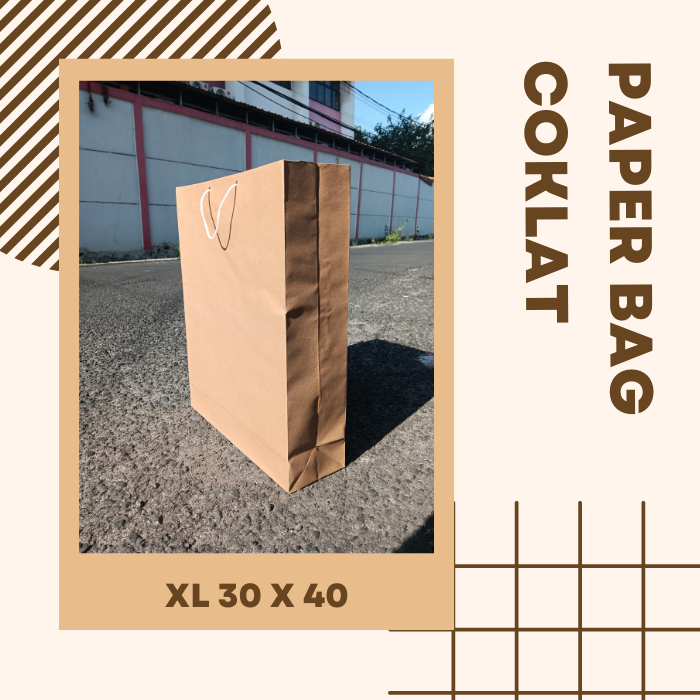 

Paper Bag Coklat Polos XL 30 x 40 Jumbo bahan Kraft