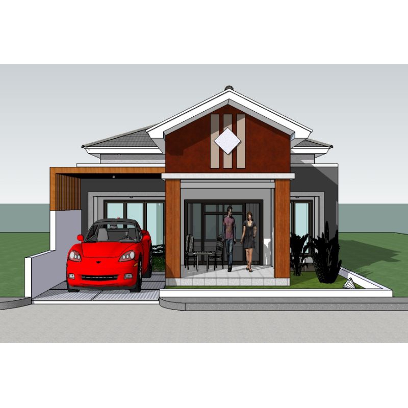 PAKET DESAIN RUMAH UKURAN 8x12, 3 kamar tidur, jasa desain rumah3D, desain rumah murah, desain rumah
