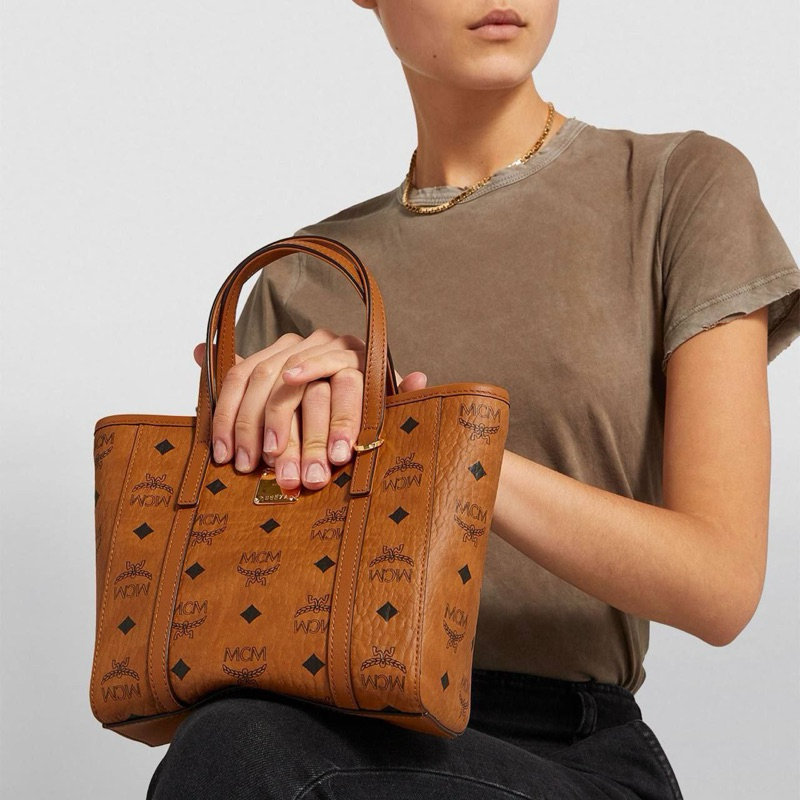 Mcm Mini Toni Shopper Top Zip Tote Bag in Visetos
