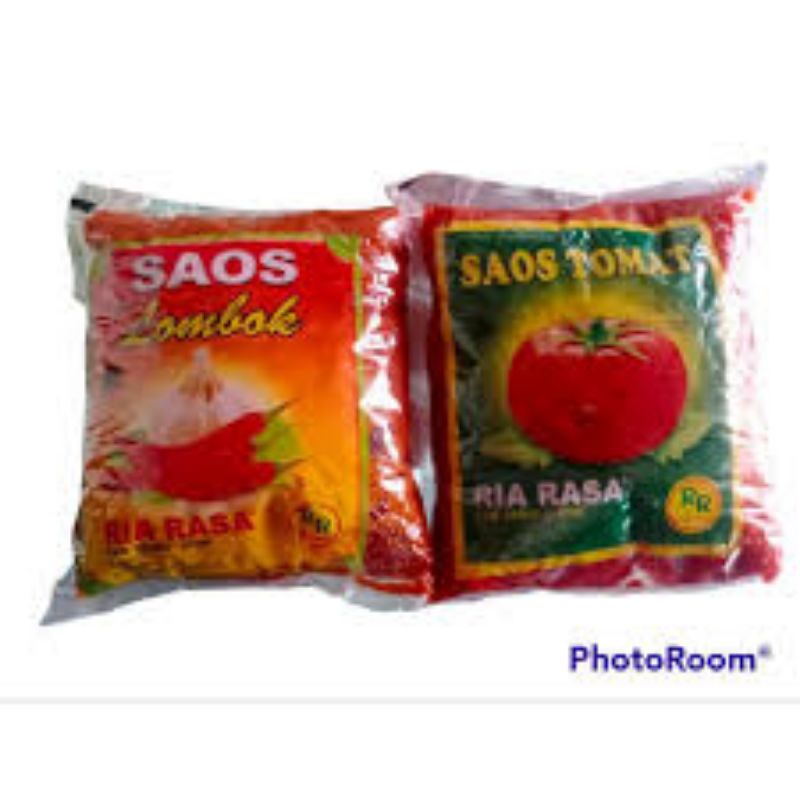 

saos tomat dan saos sambal ria rasa kemasan bantal