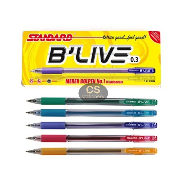 

Bolpen / Ballpoint / Pulpen Standard Pen B'live 0.3mm Isi (12 pcs)