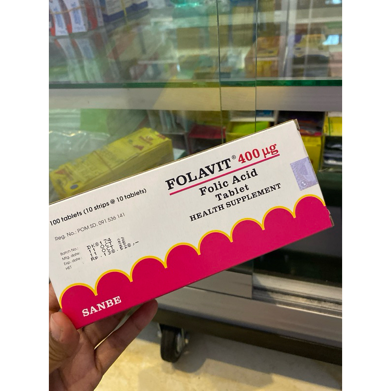 Folavit 400mg / Folic acid Tab Suplemen kesehatan/ original