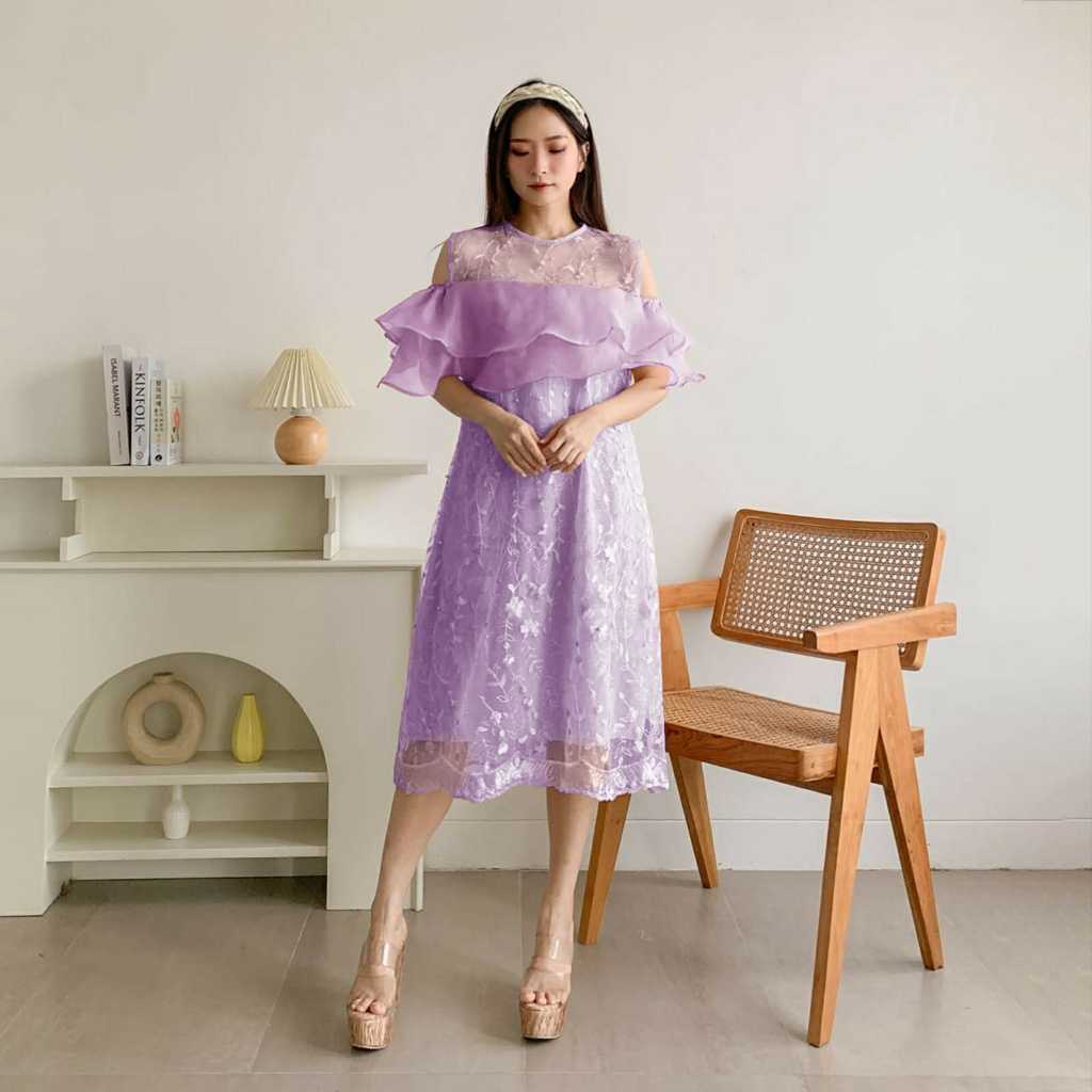 Dress Arabella M L XL XXL Dress Brukat Terbaru Dress Natal Kekinian Gaun Pesta Wanita Fashion Wanita