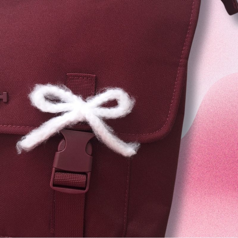 [sparkle.yarn] Bows Pita Rajut Gantungan Tas Coquette Ribbon Fur