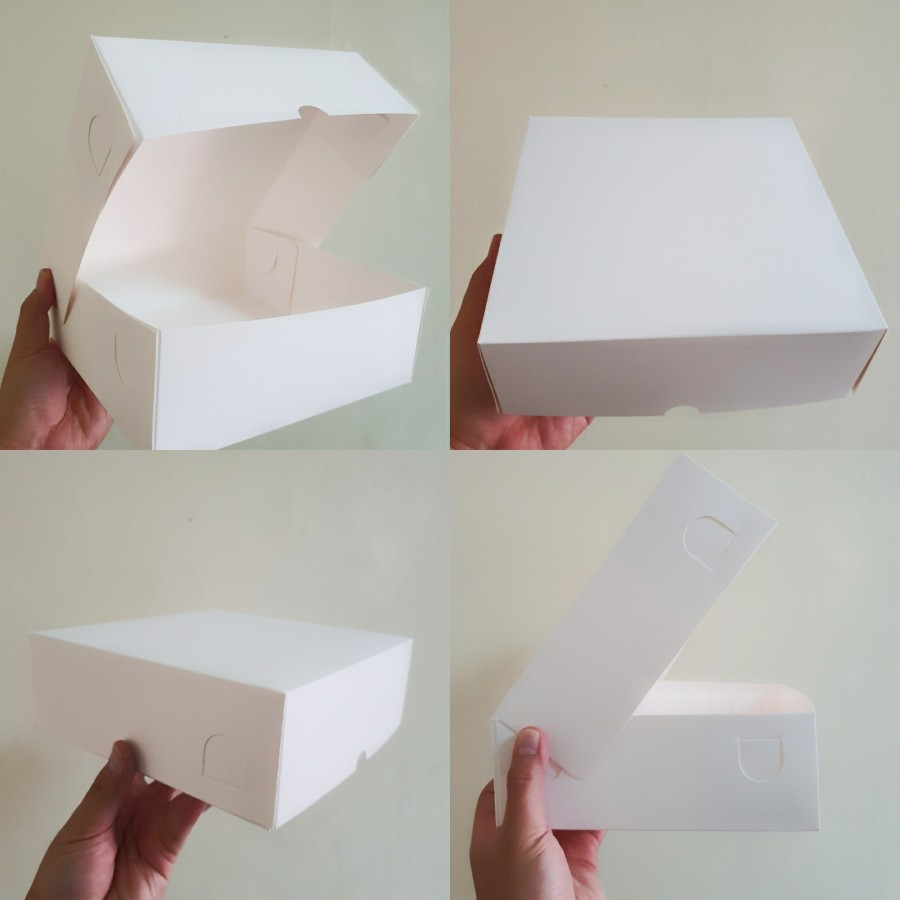 

( 12 pcs ) Box Putih Polos Packaging Lapis Legit Ukuran 20x20x7 cm Dus Ivory Kemasan Cheese Cake