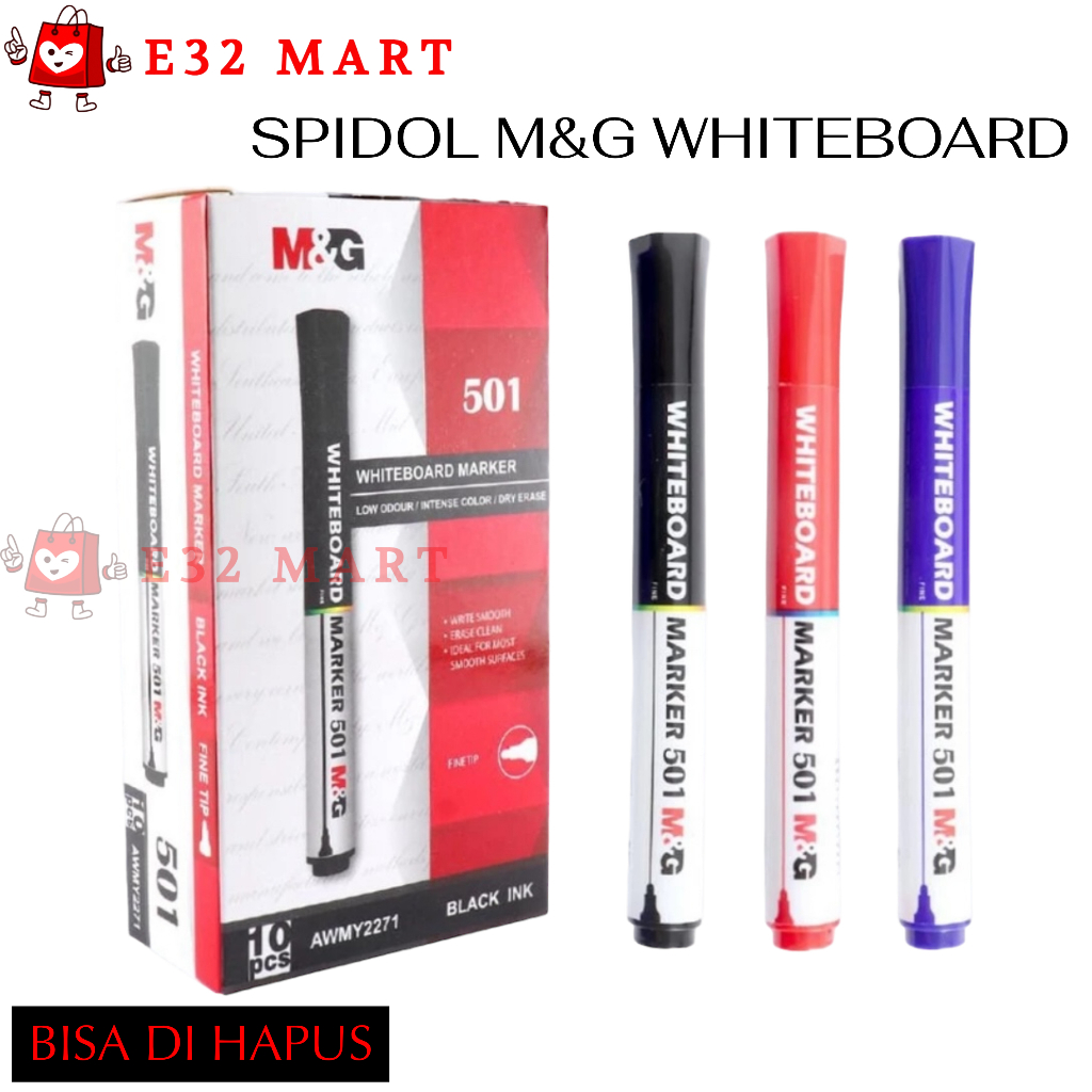 

E32 - ATK008 Spidol Papan Tulis Non Permanent M&G / Spidol Whiteboard Marker Non Permanent / Spidol M&G 501 Whiteboard Marker