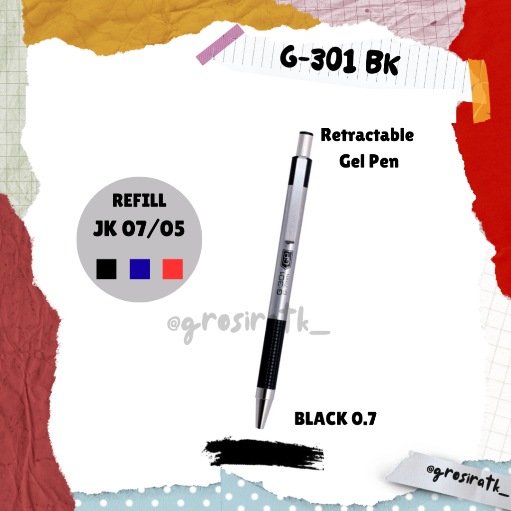 

Zebra G-301 Retractable Gel Pen 0.7 mm Stainless Steel