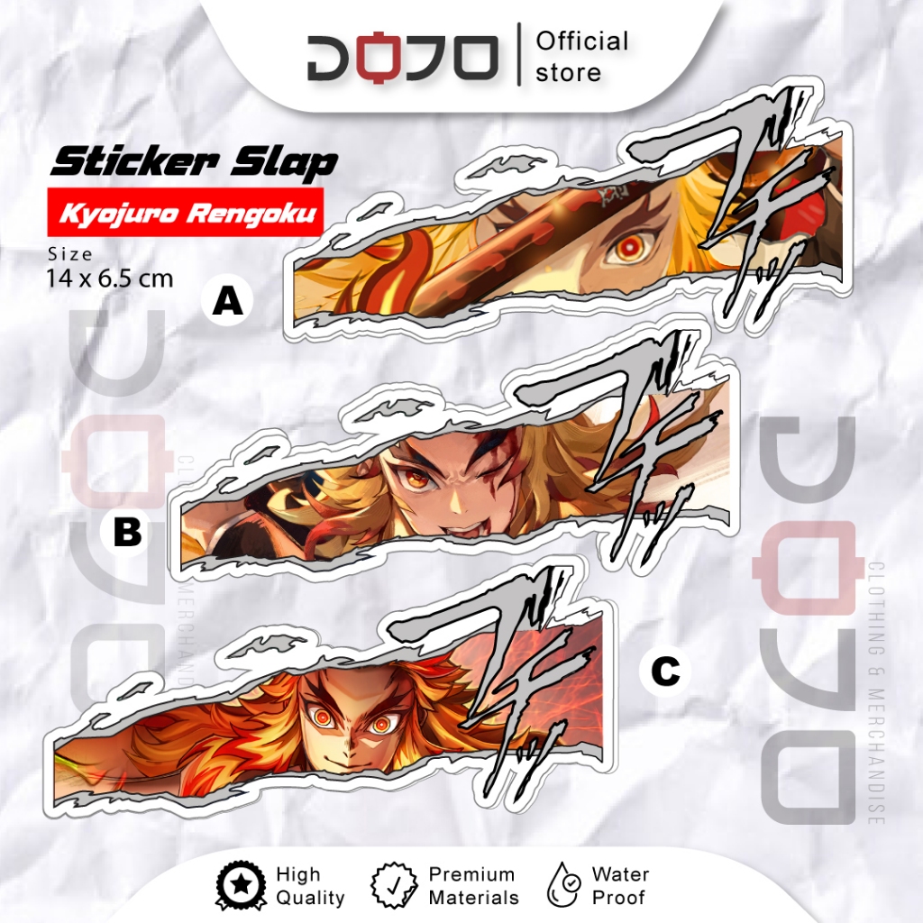 

Sticker VINYL Kimeetsu No Yaiba Kyojuro Rengoku motor mobil notebook binder laptop pc gaming JDM slap eyes murah