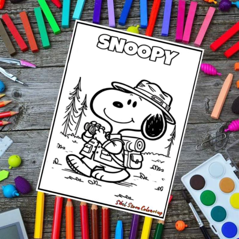 Kertas Mewarnai Gambar Anak Tema Snoopy (10 Lembar) - Kertas Tebal / Kertas Mewarnai Anak PAUD / TK 