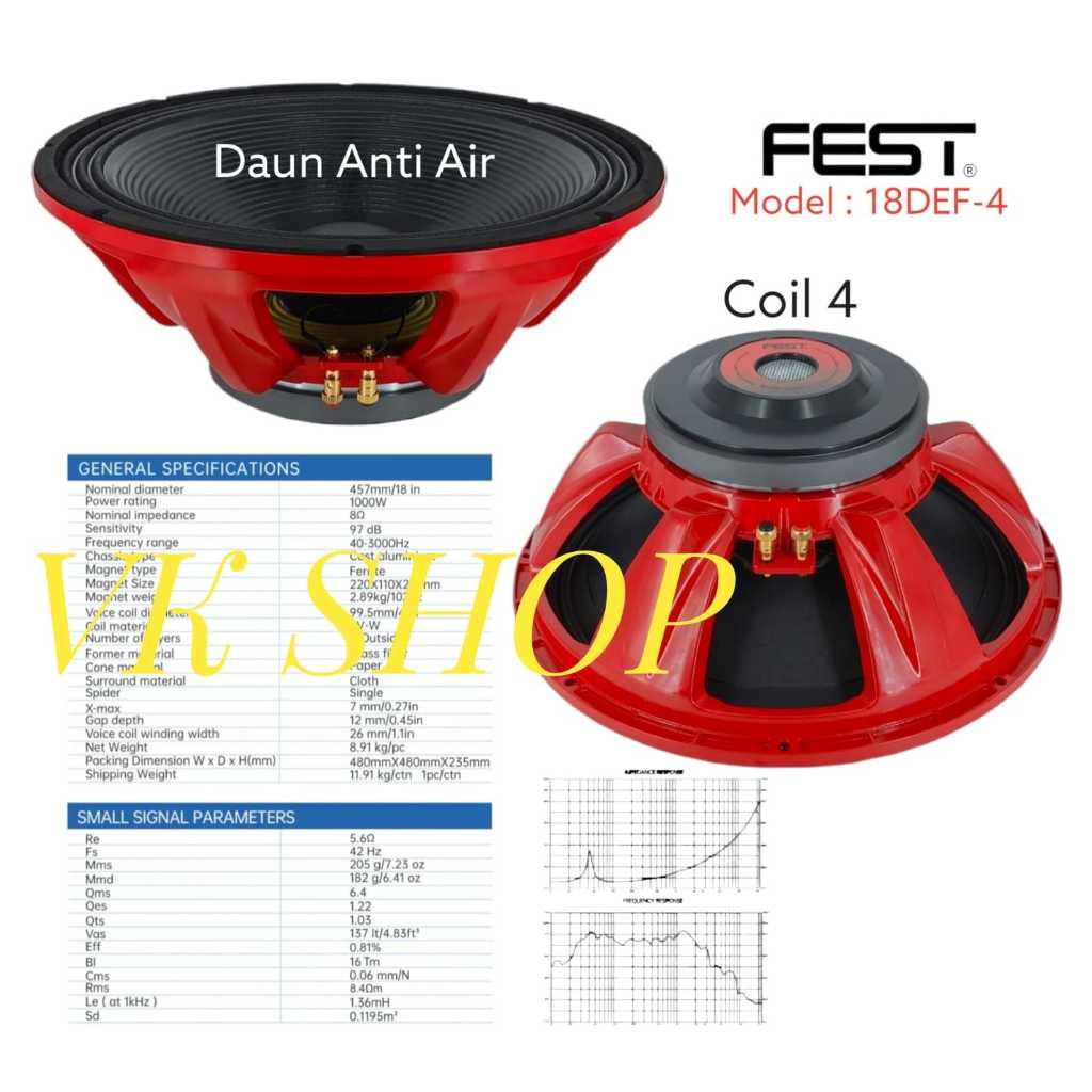 SPEAKER KOMPONEN FEST 18DEF-4 ORIGINAL 18 INCH Coil 4/Speaker FEST 18 DEF-4