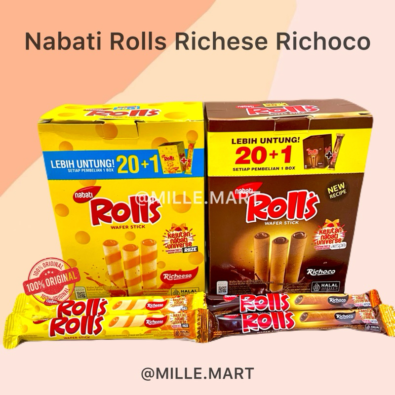 

[Per Pcs] NABATI ROLLS WAFER STICK RICHEESE RICHOCO/ ROLLED WAFER ROLL ISI KRIM KEJU/ROLLES WAFER ROLL ISI KRIM COKELAT 6GR