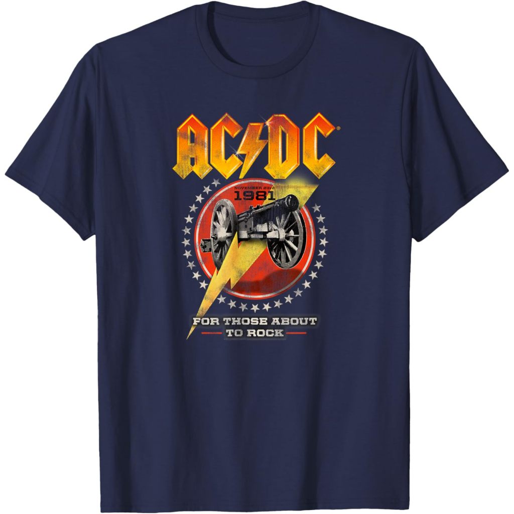 Baju Dewasa AC DC Rock Music Band For Those About To Rock 1981 T-Shirt Fashion Pakaian Atasan Kaos L