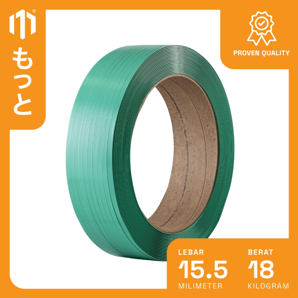 

Tali Strapping Band 15,5MM / 18KG Hijau - PET - 1 Roll - Tali Plastik Packing/Klem Motto