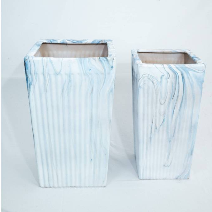 Pot keramik pot bunga pot tanaman hias pot model kotak warna gradasi biru