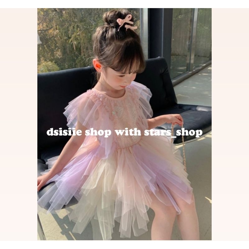 Dress Rainbow Lolita Kids shine import premium quality