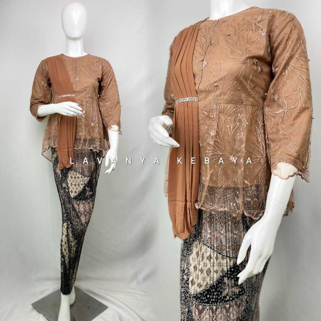 SETELAN KEBAYA TERBARU KEBAYA SELENDANG BROKAT TILE // ATASAN KEBAYA // KEBAYA WISUDA // KEBAYA MODE
