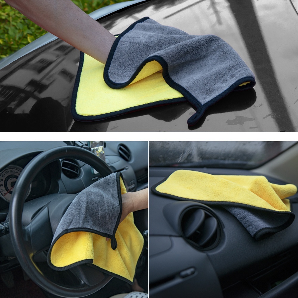 Kain Lap Mobil Microfiber 30x30 Car Wipe cloth Universal Serba Guna Tebal  | Lap Motor Warna Kuning 