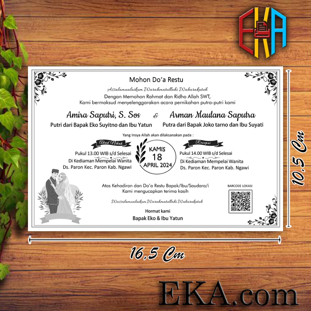 Undangan Punjungan hvs untuk nasi kotak hitam putih