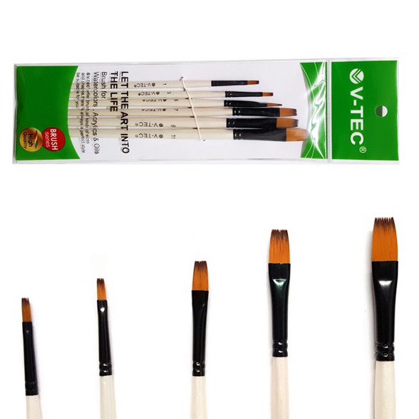 

KODE X36Y VTec Flat Brush A17H Set 6 Kuas Lukis Set 6