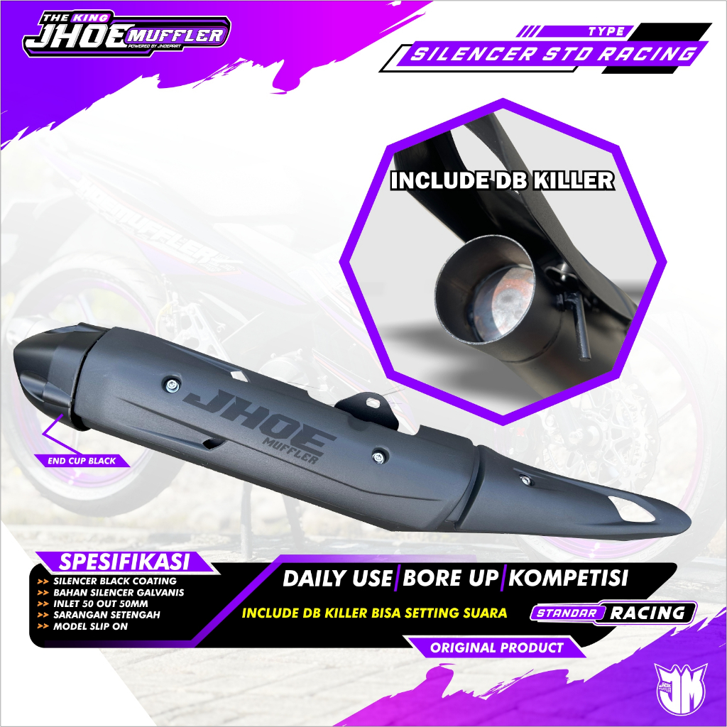 Silencer Knalpot Standar racing MX KING 2 MODE Original Jhoe Muffler