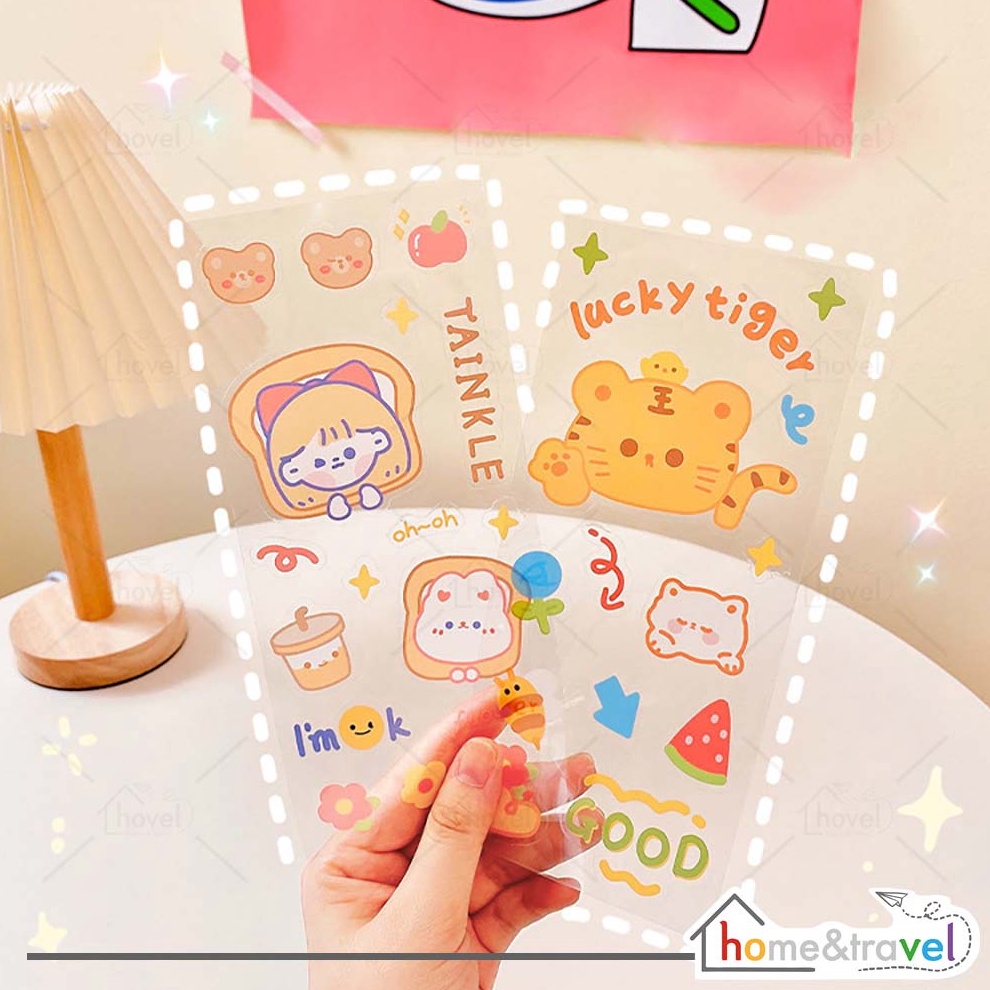 

SENSASIONAL HOVELSHOP Sticker Set Cartoon Diary Book Decoration Beruang Kelinci Kucing Cute Aesthetic Tumblr