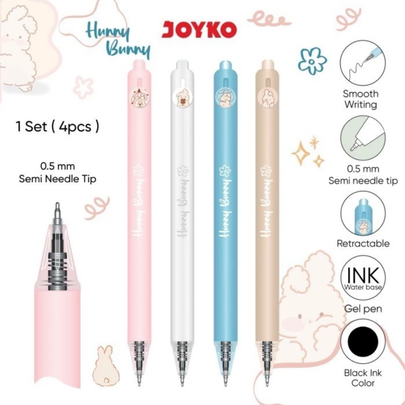 

Gel Pen Pulpen Pena Joyko GP-396 Hunny Bunny Gel 0.5 mm PASTEL COLOR