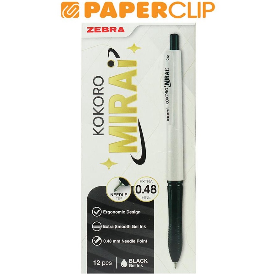 

Pack Zebra Gel Pen Kokoro Mirai 48mm Pulpen Retractable Super Smooth isi 12 Pcs s B4P4