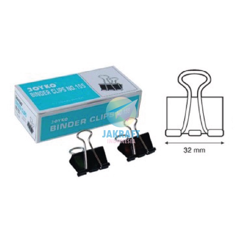 

SUPER 12 Pcs Binder Clip Clips Klip Kertas JOYKO No155 32 mm 114 Sedang