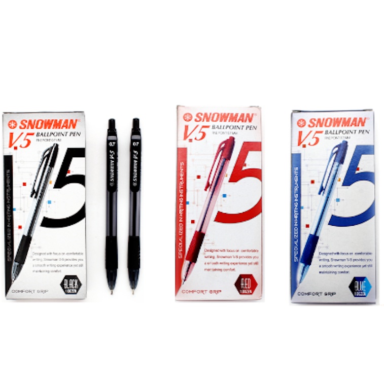

1pack12pc Pulpen SNOWMAN V5 Pen Cetek Snowman 7mm l J4J3
