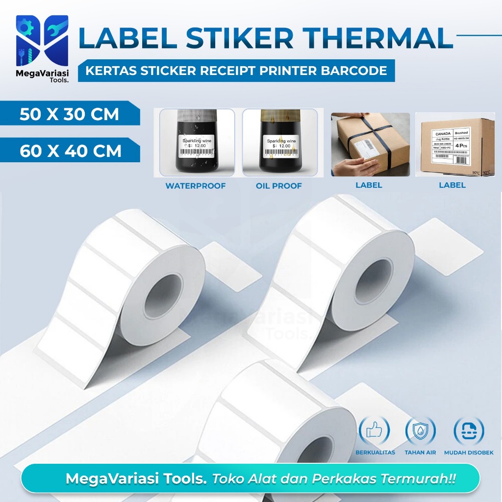 

Label Stiker Thermal 50x30mm - 50x30 mm & 60X40 mm ( 1 Line ) Kertas Sticker Receipt Printer Barcode 60 X 40 mm Isi 500 Pcs Kertas Thermal Label Tag Price Tag