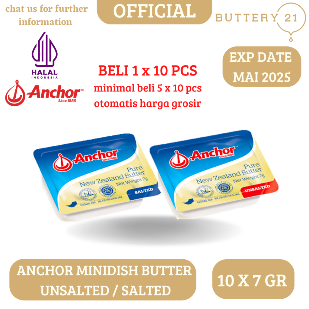 

ANCHOR MINIDISH BUTTER UNSALTED/SALTED 10 PCS X 7 GR MENTEGA MPASI