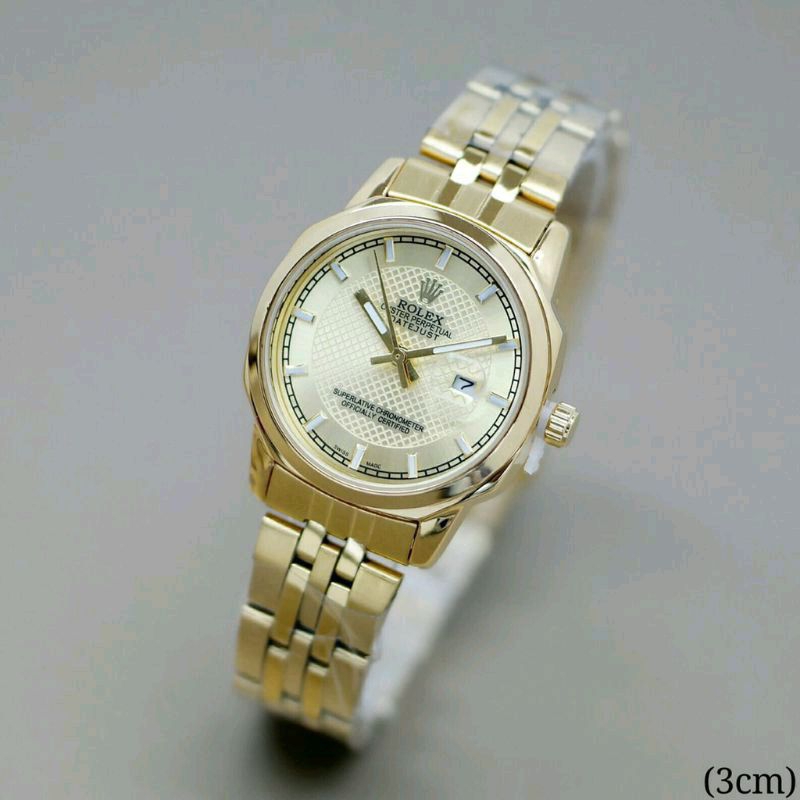 Jam Tangan Wanita Rolex Rantai Body Balok Tanggal Aktif Free Box original Dan Baterai Cadangan