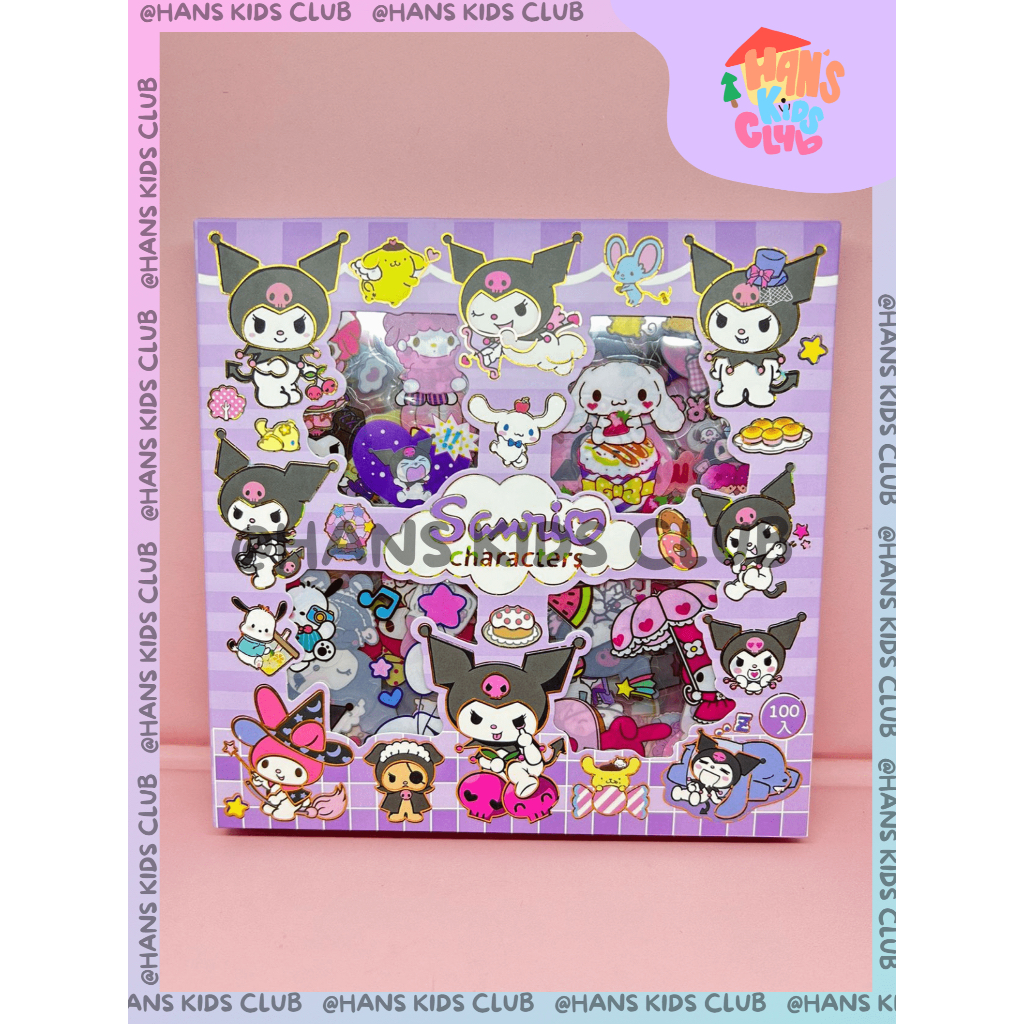 

STIKER 2D LUCU SANRIO KUROMI LOTSO MOMO ISI 100 PCS PER BOX AESTHETIC