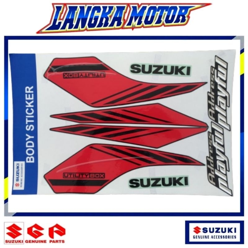 Address ORI SGA Emblem Logo Striping Stiker body Suzuki ADDRESS Playful Merah