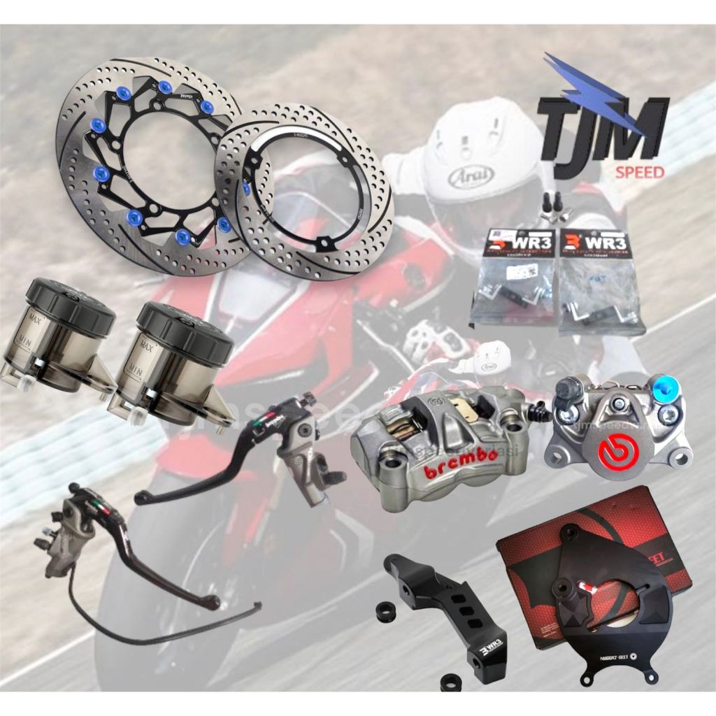 paket kaliper brembo GP4RS + p2 ori italy dengan master rem brembo, selang hel, disc rpd dan kelengk