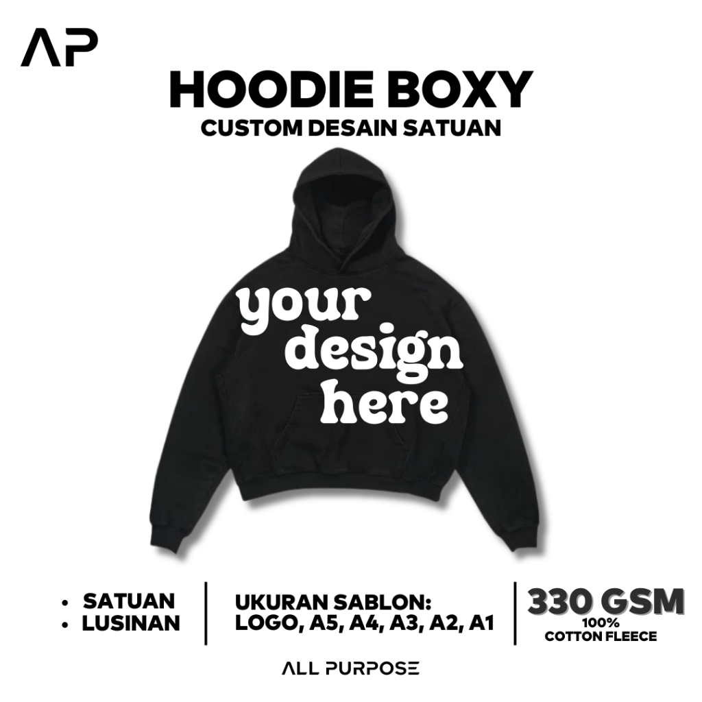 HOODIE BOXY 330GSM | CUSTOM SATUAN