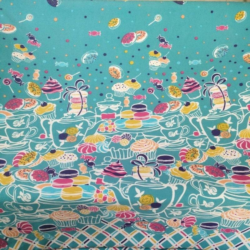 KAIN KILOAN SPANDEK BALON ELASTIS MOTIF CAKE 790gram 2.6m